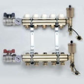 Коллекторная группа с кронштейнами, регулировочными и термостатическими вентилями TIEMME 1"x3/4"ЕК 5 выходов